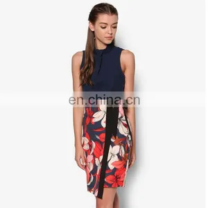 Wholesale Uniform Design Wrap Latest Sexy Straight Women Sleeveless Office Dress thumbnail-1