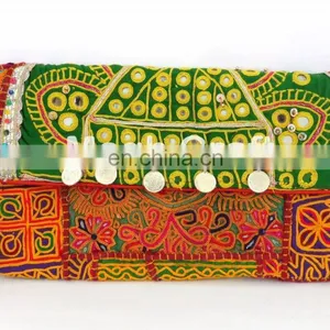 Afghan Vintage Gypsy Clutch - Boho Tribal Coins Bag - Embroidery Rabari Banjara Bag - Kuchi Work HandBags thumbnail-2