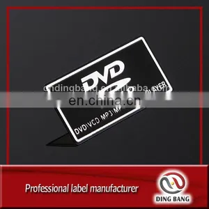 Professional Fast Delivery OEM Design Packaging Label Type Custom Polished Sliver DVD Logo Rectangle Adhesive Metal Nameplate thumbnail-1