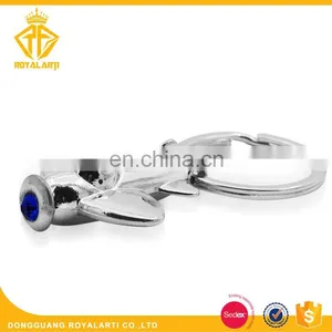 Custom 3D Zinc Alloy Plane Keychain in Shiny Silver Plating thumbnail-3