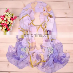 Custom Design Flower Printed Chiffon Promotional Scarf thumbnail-2