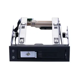 3.5in Aluminum SATA Hard Drive Case to 5.25 PC Bay Hot Swap Enclosure Hdd Mobile Rack thumbnail-1
