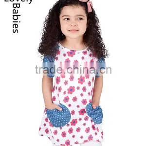 Pictures of Girls Cotton Tops 2016 Kids Printed Floral Pocket Tunic Tops thumbnail-1