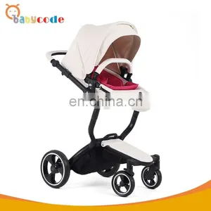 OEM Luxury High View 3 in 1 PU Leather Waterproof Baby Stroller thumbnail-6