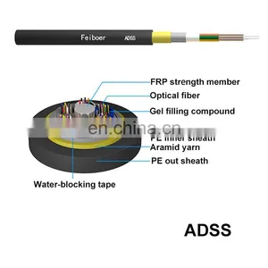 Telecommunication Use ADSS 12 24 Cores Single Mode Fiber Optic Cable,48 Threads With One Tube HDPE Jack thumbnail-4