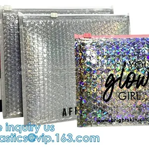 Metallic Foil Film PE Film PE Bubble Cosmetics Reclosable Ziplockk Zipper Bubble Bag 100% Eco-Friendly Waterproof thumbnail-3