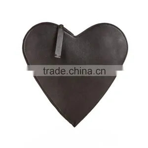 Heart Shaped Black Plain Leather Clutch Bags Hand Bag Handbag for Women thumbnail-2