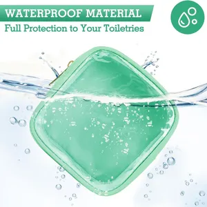 Small Cosmetic Bag, Clear Mini Makeup Bag for Purse, Pretty Preppy Makeup Bag With Zipper,PVC & Nylon Watertight Travel Toiletry Bag Organizer Coin Purse for Women Men Girls thumbnail-2