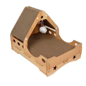 MEOW LOVE Princess Bed Cat Scratching Board Easy To Clean Custom Scratch-Resistant Claw Corrugated Paper With Toy Balls Decompression Rest Exercise thumbnail-1