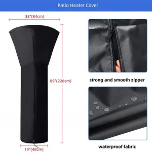 420D Patio Heater Cover Waterproof With Zipper, Outdoor Patio Propane Heater Cover for Any Season Large Size: 89”H x 33”Dx19”B Round Patio Heater Cover for Bad Weather thumbnail-3