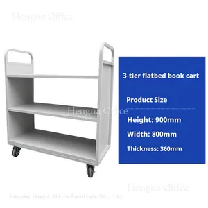 Library Book Trolley | Medical Grade Steel | Safety Footrest & Flexible Wheels | Hospital Book Transport Cart thumbnail-5