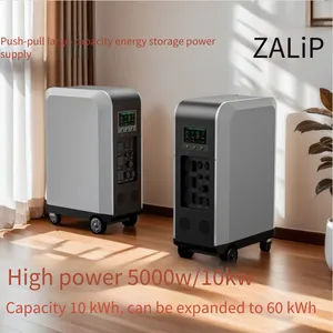 Zalip 220v Outdoor Backup Mobile Power Supply, 5000w Energy Storage Power Supply With a Capacity of 10kwh, Expandable to 60kwh, With Wheels for Push-and-pull Operation thumbnail-1