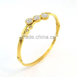 New Fashion Girls Tops 316l Stainless Steel Jewelry Gold Bangel Bracelet thumbnail-1