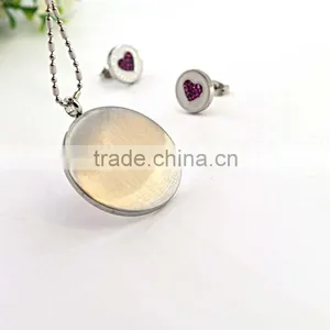 Stainless Steel Girlfriend Heart Pendant Necklace Earring Red Heart Jewelry thumbnail-5