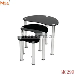 Modern Glass Top Chrome Sofa Side Table thumbnail-2
