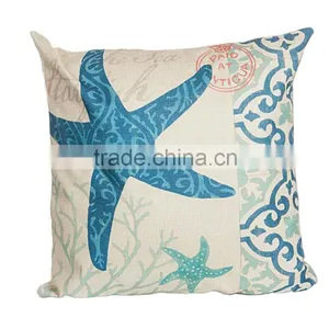 2016 Hot Sale Popular Fashion Home Decorative Conch Printing Linen Cheap Cushion Cover thumbnail-2