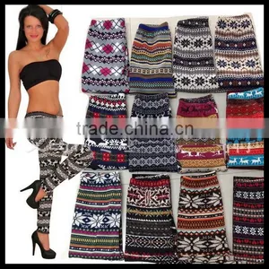 Christmas Leggings, Yoga Leggings, Pattern Leggings,Chocolate Reindeer Leggings at Stock thumbnail-1