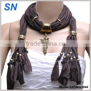 Spring Fashion Bronze Skull Cross Necklace Jewelry Scarve thumbnail-1