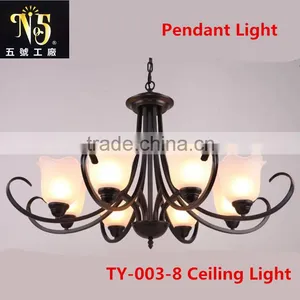 2016 Hot Sale Flower Patterned Glass Chandelier Iron Light for Dining Room for Home or Coffee House thumbnail-4
