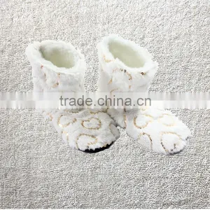 Candy Color Rose Velvet Ribbon Hemming Autumn and Winter Thermal at Home Boots thumbnail-2