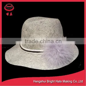 Excollect Custom High Quality Blue 100% Wool Lady Felt Hats With Fur Ball String thumbnail-2