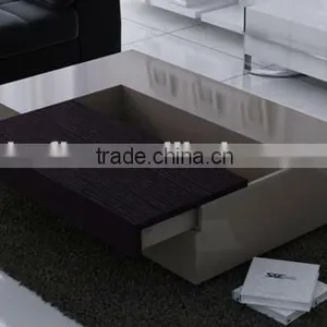E1 Glossy White Finish Painting Coffee Table thumbnail-1