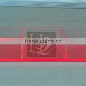 45 Degree Connection Acrylic 3 Compartments Red Color Acrylic Container Display Box With Dividers thumbnail-2