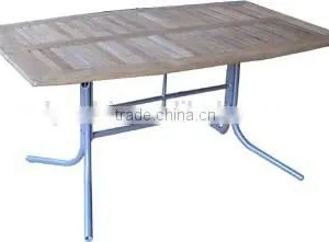 Outdoor Furniture Sling Table / Aluminum Frame & Teak Table Top thumbnail-3