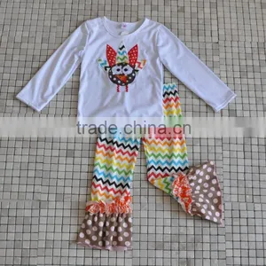 Traditional Holiday Wholesale Boutique Turkey Embroidery Baby Girl Thanksgiving Outfits thumbnail-1