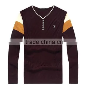 Mens Slim Contrast Color Breathable Pullover Sweater thumbnail-4