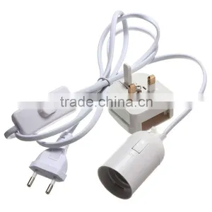 E27 1.5M Plug In Lamp Base Light Socket Switch Cable Vintage Antique Household Lamp Holder EU/UK Plug thumbnail-3