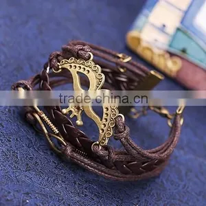 Alloy Deathly Hallows Snitch Owl Black Synthetic Leather Bracelet thumbnail-3