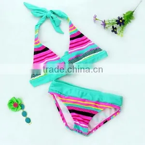 Slim Colorful Strings Print Infants Kids Girls Bikini Swimsuit Bathing Swimwear thumbnail-3