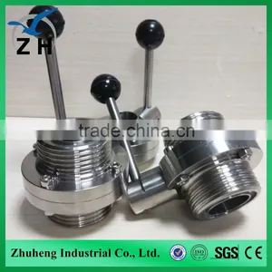 Stainless Steel Sanitary Threaded Butterfly Valve thumbnail-1