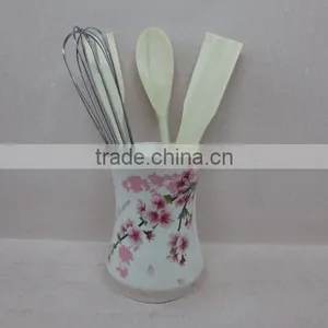 Useful Ceramic Flower Decal Kitchen Tools Holder With Tools thumbnail-1