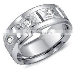Classic Style Titanium Ring Hammer Surface Cobalt Men Ring Jewelry Factory Price thumbnail-2