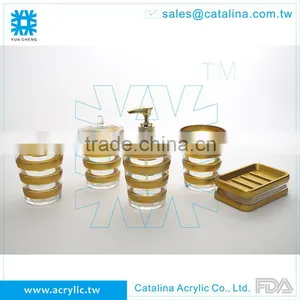 Taiwan Manufacturer High Quality Gold Silver Soap Dispenser Soap Dish Acrylic Bathroom Accessory thumbnail-1