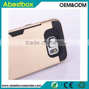 Brushed TPU+PC Combo Cover Cases With Card Slot for Samsung Galaxy S6 G9200,Mobile Phone Hard Case for S6 thumbnail-3