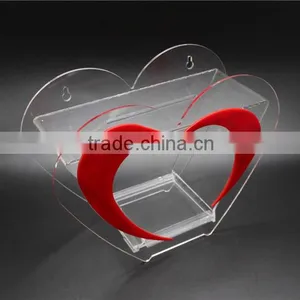 New Acrylic Red Heart Shaped Money Donation Boxes thumbnail-3