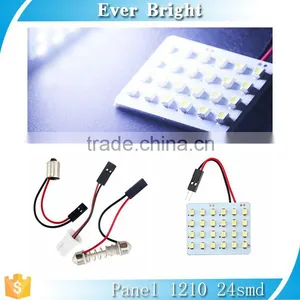 White 1210 24SMD LED Panel Roof Light Lamp + T10 Festoon Adapter,3022 3021 3175 6428 6430 3423 3425 6411 6418 6423 6461 thumbnail-1