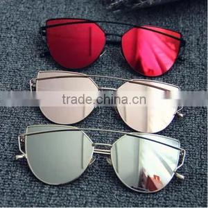 Aimade 2016 New Cat Eye Sunglasses Women Brand Designer Fashion Twin-Beams Rose Gold Mirror Cateye Sun Glasses For Female UV400 thumbnail-3