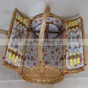 Bright Color Wicker Picnic Basket for Two Couple thumbnail-1
