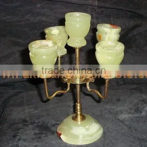NATURAL 2017 New Items ONYX CANDLE HOLDERS STANDS BRASS WORK thumbnail-2