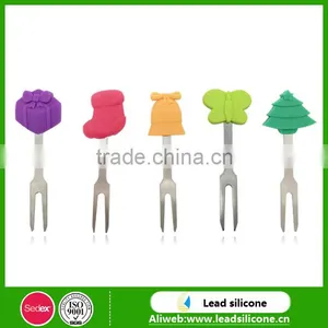 Free Sample, Hot Selling Christmas Silicone Fruit Fork thumbnail-1