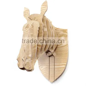 Wooden Animal Head Statue Home Wall Decoration Wooden Decorative Statue Zebra Head thumbnail-6