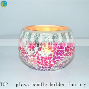 Purple Mosaic Glass Containers for Candles thumbnail-2