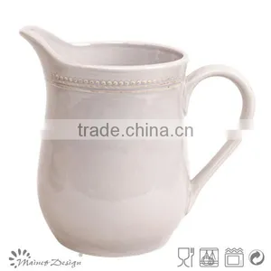 Hot Selling Delicate Emboss Stoneware Houseware Ceramic Pitcher thumbnail-1