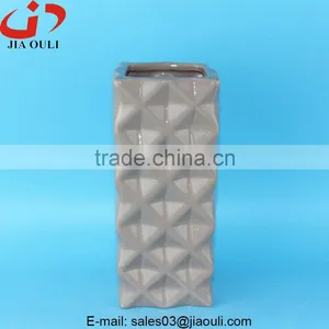 Geometry Patterned Vase Ceramic Tall Vase Grey Glazed thumbnail-2