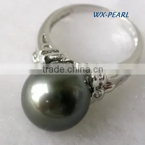 Gemstone Ring Custom Glass Pearl Ring Tahitian Pearl Ring thumbnail-1