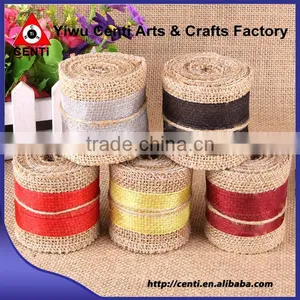 Natural Jute Hessian Burlap Ribbon With Lace Trims Tape Belting Strap Crafts thumbnail-2